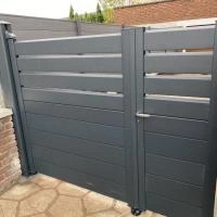 Portail battant aluminium mixte 1/3 2/3 anthracite - RAL 7016