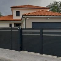 Portail coulissant aluminium Alulam gris anthracite RAL 7016 décor bulle