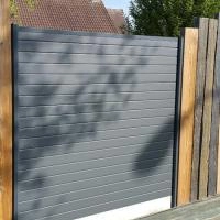 Clôture aluminium Alulam gris anthracite RAL 7016 avec bois