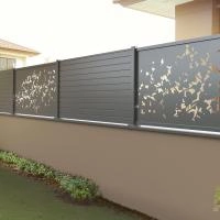 Clôture Aluminium Alulam RAL 7016 avec panneau décor floral