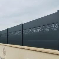Clôture aluminium Alumax lame décorative Fougère coloris gris anthracite RAL7016