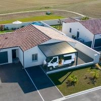 Carport photovoltaïque adossé Alusun