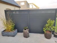 Clôture aluminium Alulam gris anthracite RAL 7016 avec lame décor Graphique