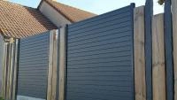 Clôture aluminium Alulam gris anthracite RAL 7016 avec bois