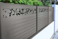 Clôture aluminium Alulam avec décor lame éffeuillé RAL 7037