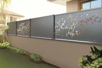Clôture Aluminium Alulam RAL 7016 avec panneau décor floral